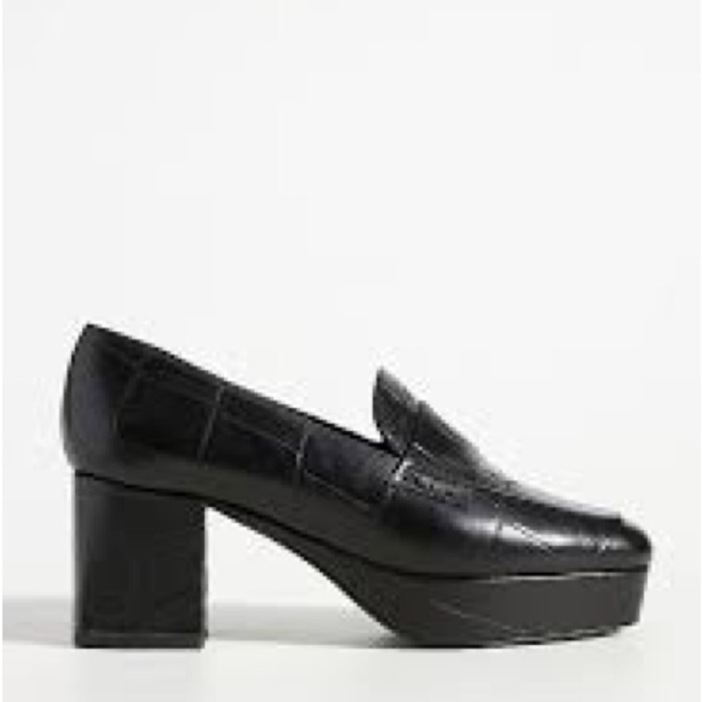 Freda Salvador Florence Platform Chunky Heeled Loafers Black Size 10